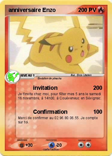 Pokemon anniversaire Enzo