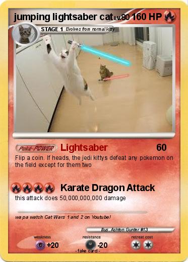 Pokemon jumping lightsaber cat