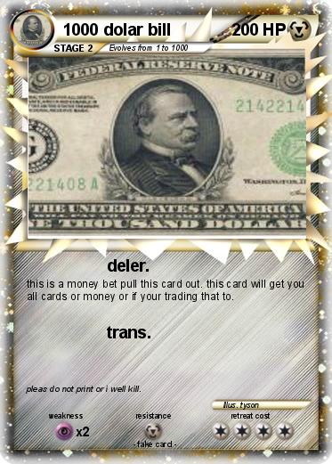 Pokemon 1000 dolar bill