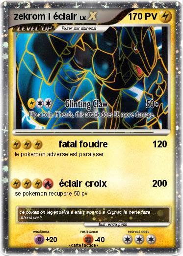 Pokemon zekrom l éclair