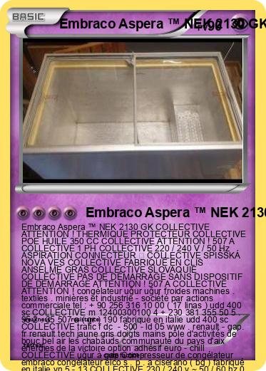 Pokemon Embraco Aspera ™ NEK 2130 GK COLLECTIVE