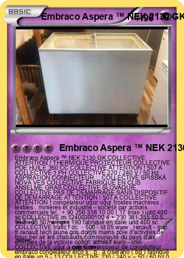 Pokemon Embraco Aspera ™ NEK 2130 GK COLLECTIVE