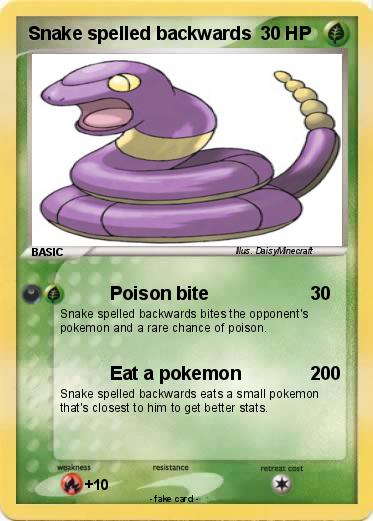 Pokemon Snake spelled backwards