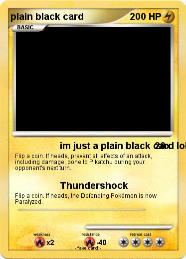 Pokemon plain black card