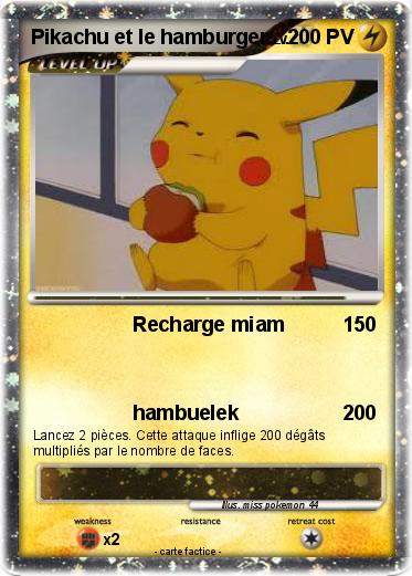 Pokemon Pikachu et le hamburger