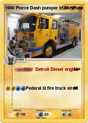 Pokemon 1990 Pierce Dash pumper truck yelow