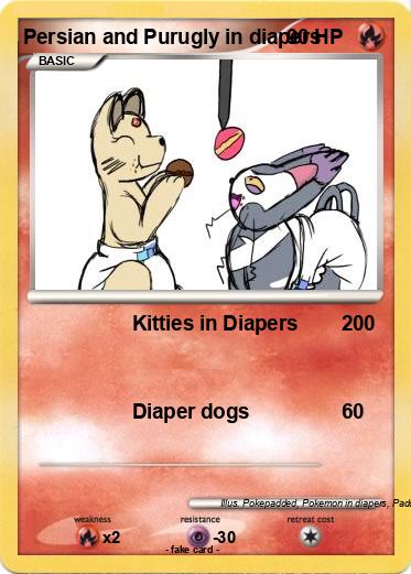 Pokemon Persian and Purugly in diapers
