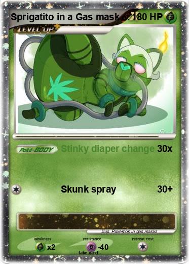 Pokemon Sprigatito in a Gas mask