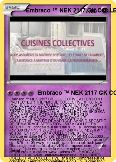 Pokemon Embraco ™ NEK 2117 GK COLLECTIVE
