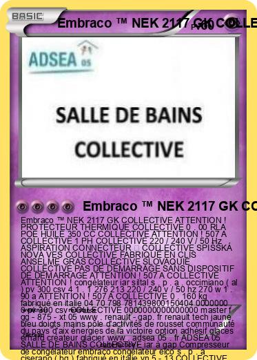 Pokemon Embraco ™ NEK 2117 GK COLLECTIVE