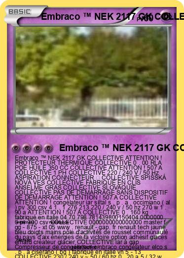 Pokemon Embraco ™ NEK 2117 GK COLLECTIVE