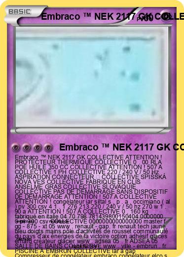 Pokemon Embraco ™ NEK 2117 GK COLLECTIVE