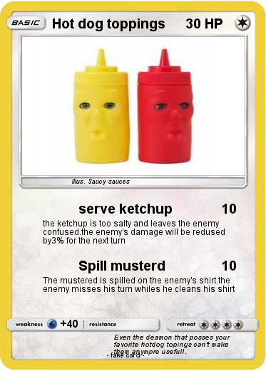 Pokemon Hot dog toppings