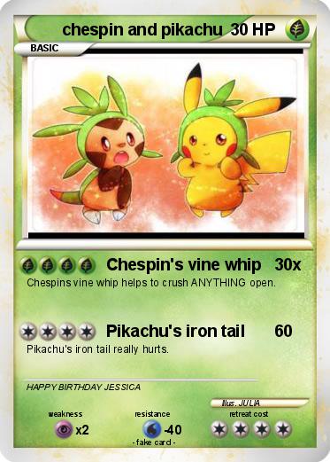 Pokemon chespin and pikachu