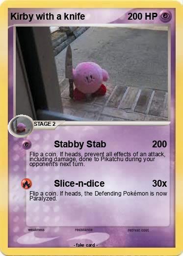 Pokemon Kirby with a knife