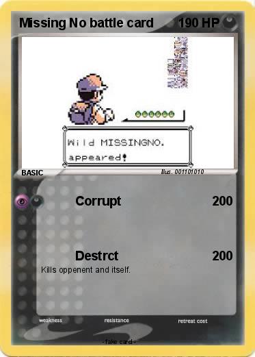 Pokemon Missing No battle card