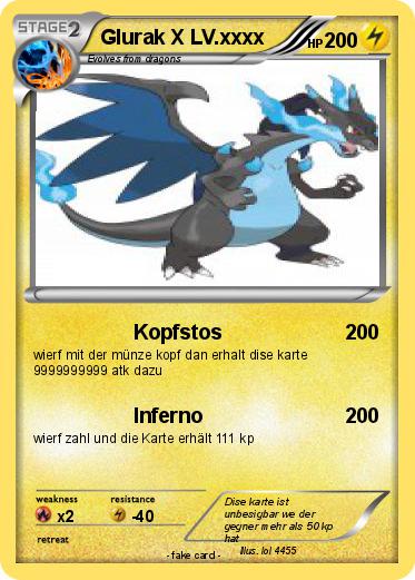 Pokemon Glurak X LV.xxxx