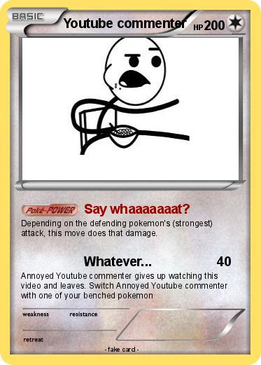 Pokemon Youtube commenter