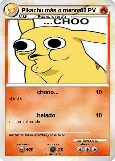 Pokemon Pikachu más o menos