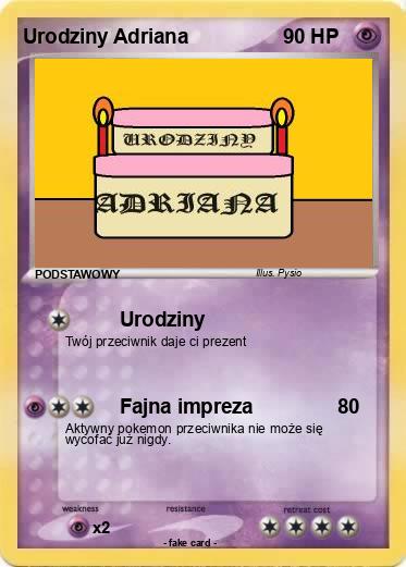 Pokemon Urodziny Adriana
