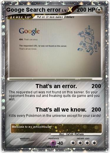 Pokemon Googe Search error