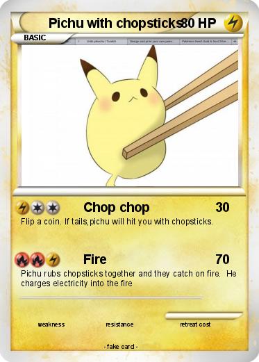 Pokemon Pichu with chopsticks
