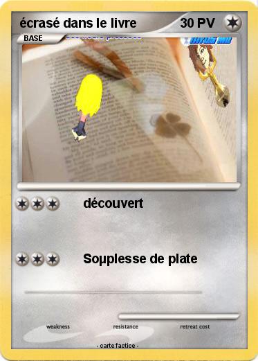 Pokemon écrasé dans le livre