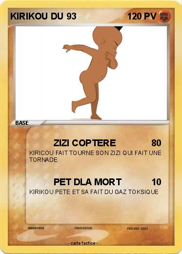 Pok mon KIRIKOU DU 93 29 29 ZIZI COPTERE Ma Carte Pok mon