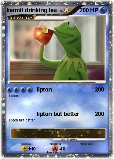 Pokemon kermit drinking tea