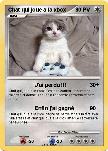 Pokemon Chat qui joue a la xbox