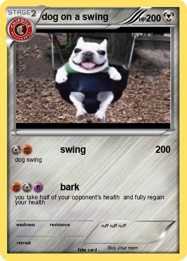Pokemon dog on a swing