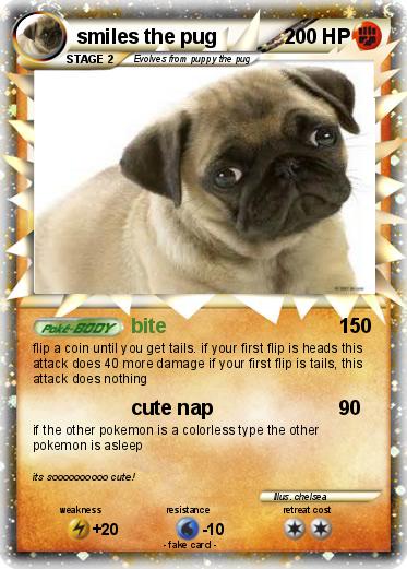 Pokemon smiles the pug