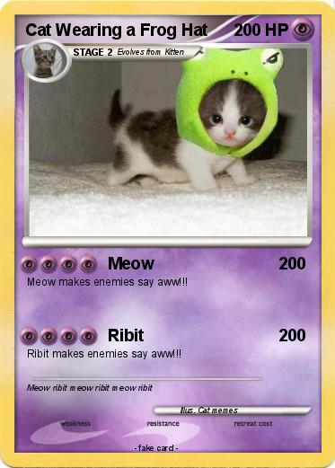 Pokemon Cat Wearing a Frog Hat